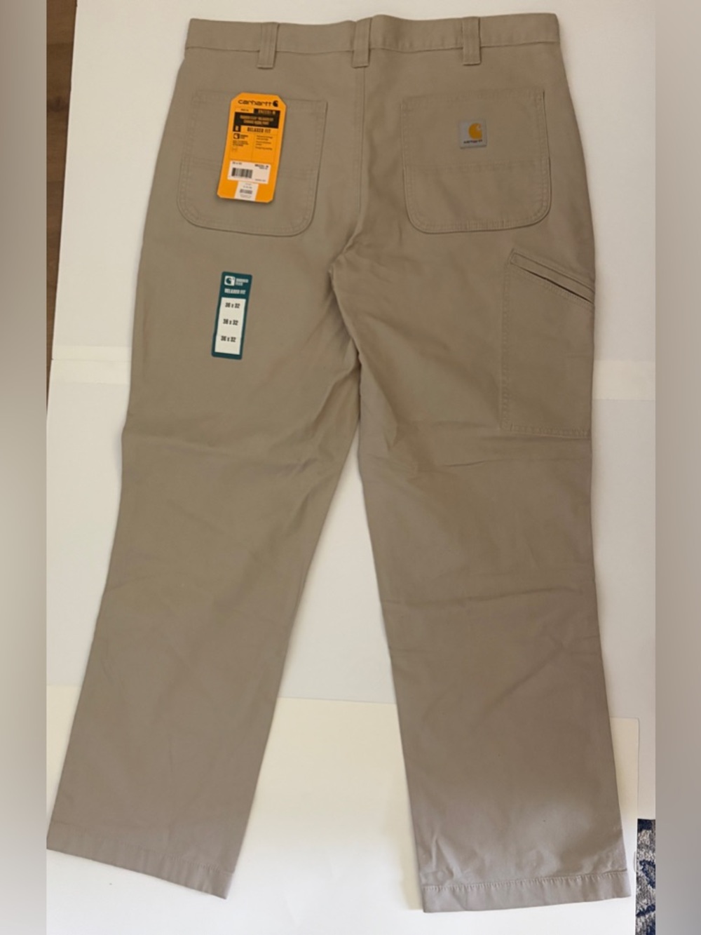 Carhartt Relaxed Fit Pants in Tan and White Label